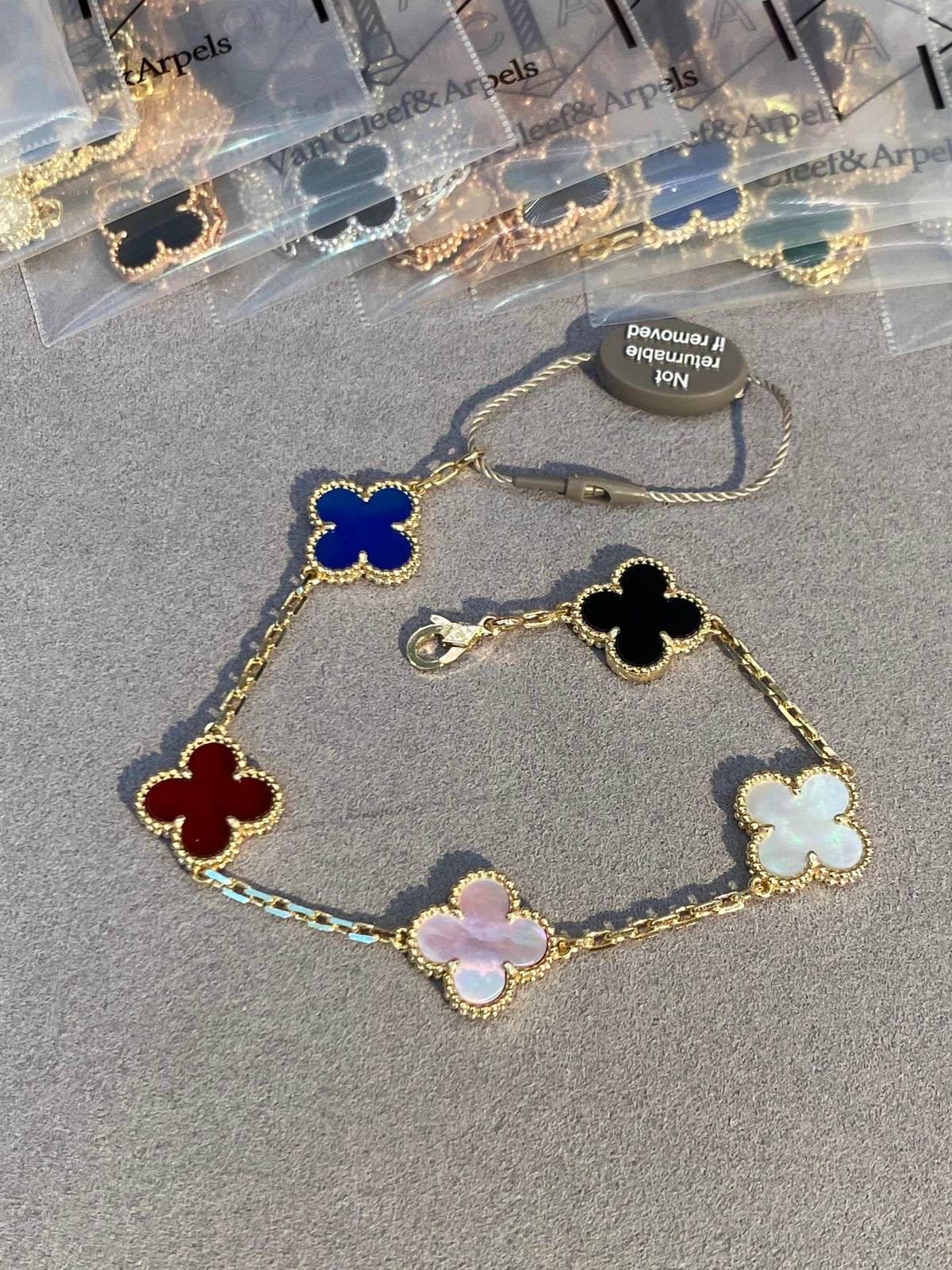 rose gold stone clover Bracelet for women - alternate angle view 4