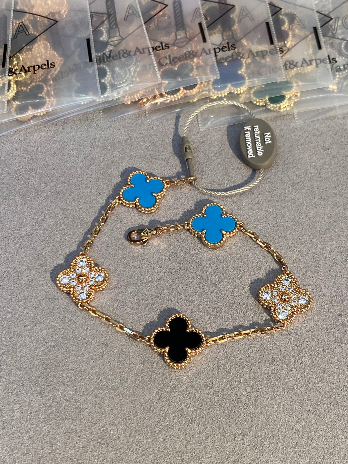 rose gold stone clover Bracelet for women - alternate angle view 5