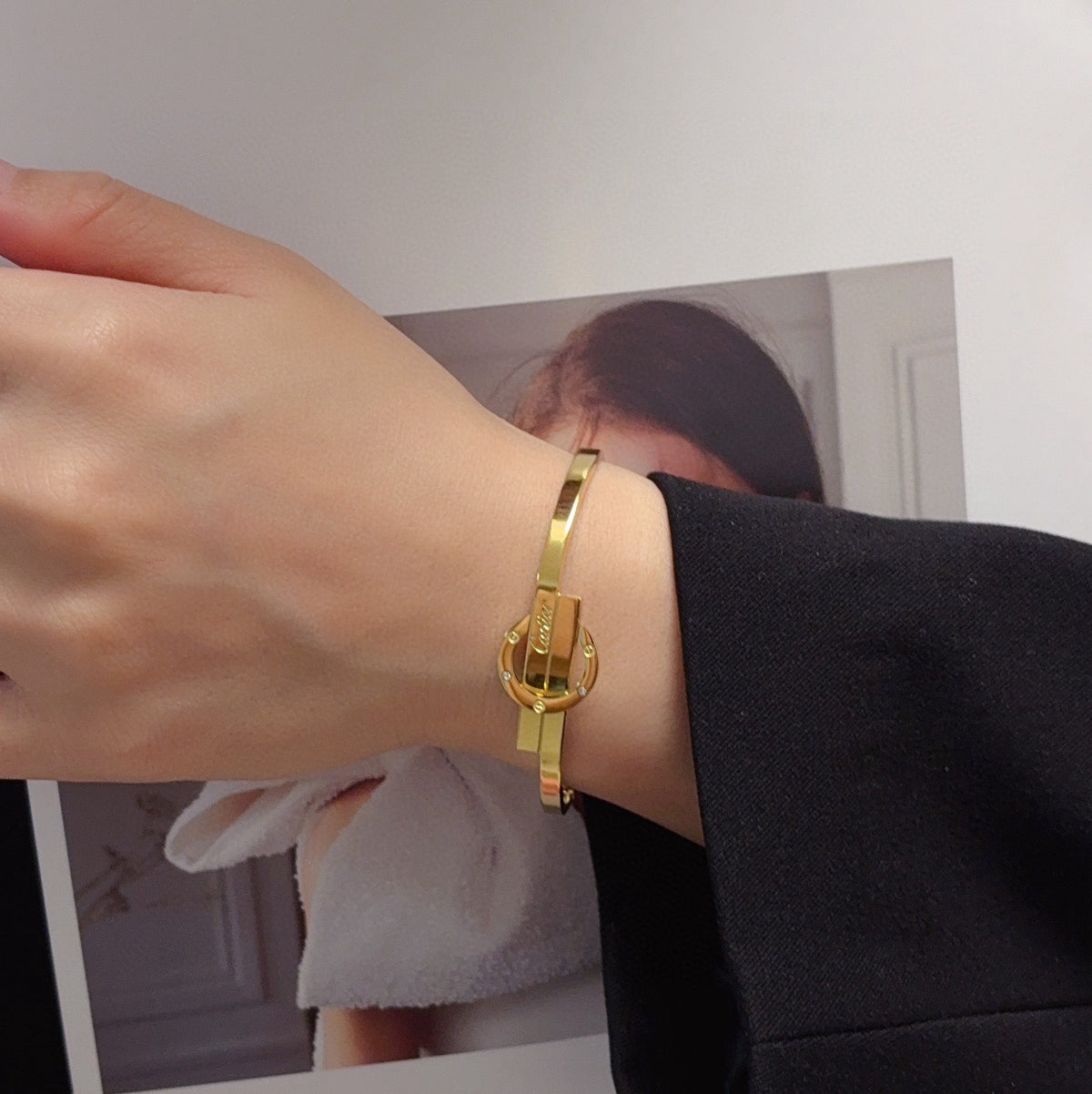white delicate Bangle for women - alternate angle view 2