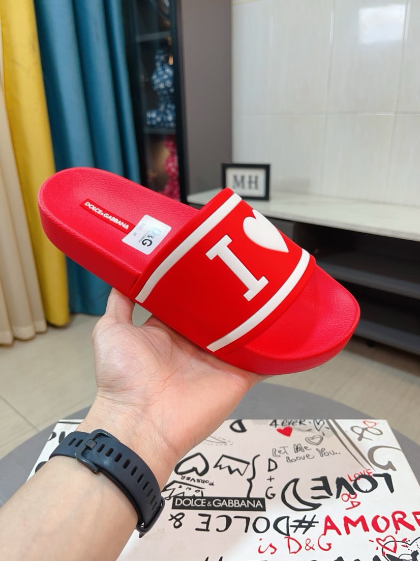 Dolce & Gabbana DG Men's Calfskin Puff Slides with Embossed Logo