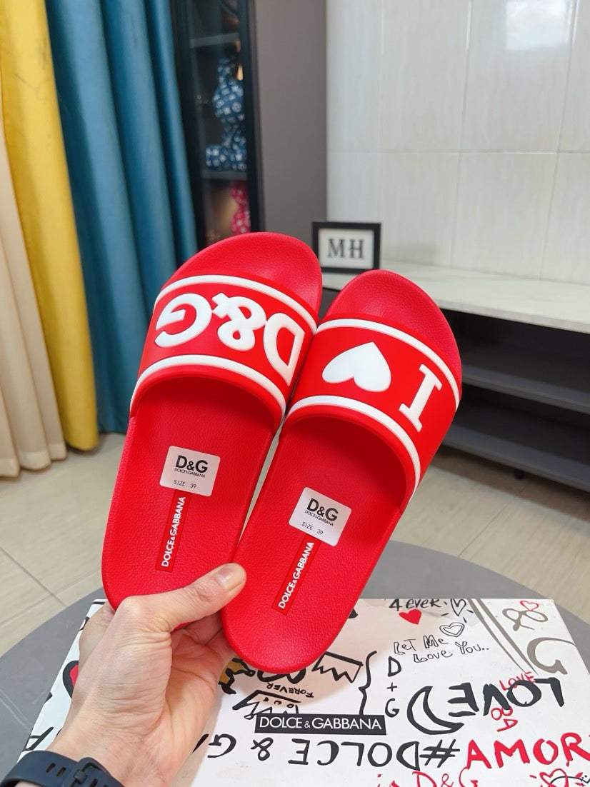 Dolce & Gabbana DG Men's Calfskin Puff Slides with Embossed Logo