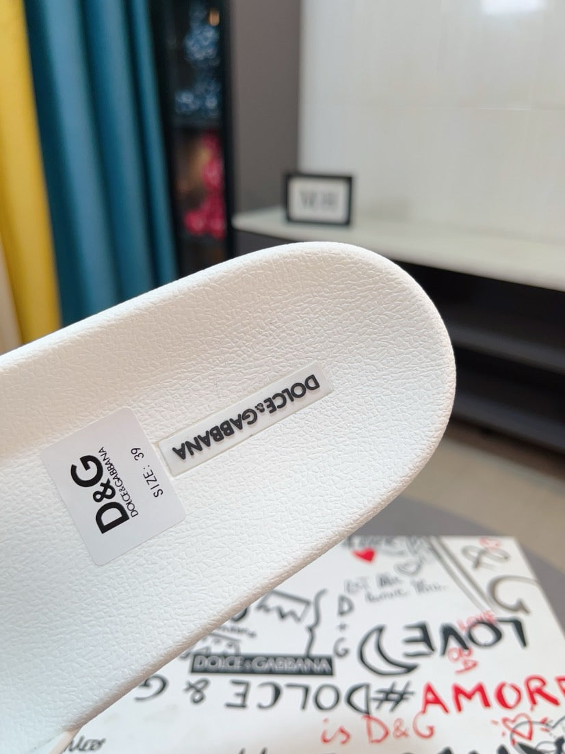 Dolce & Gabbana DG Men's Calfskin Puff Slides with Embossed Logo