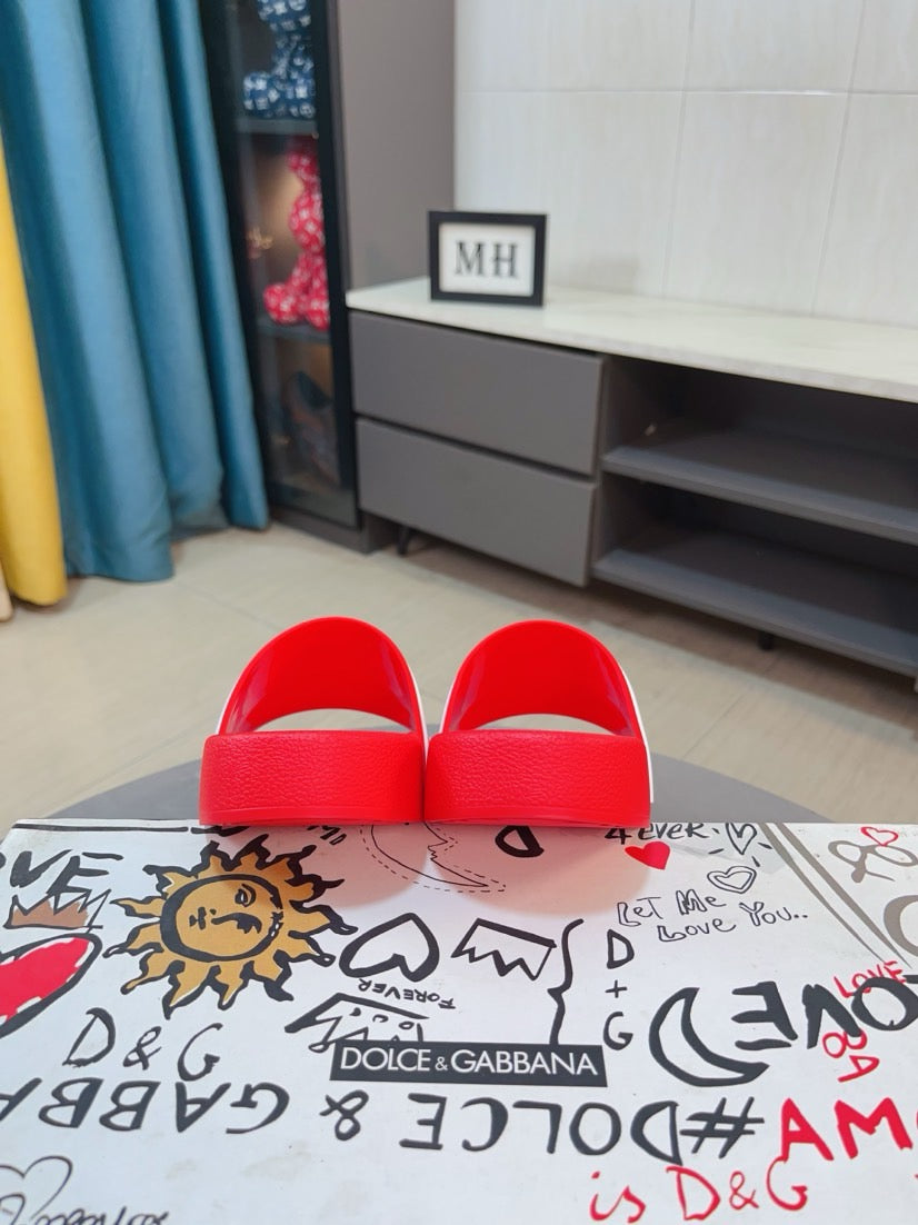Dolce & Gabbana DG Men's Calfskin Puff Slides with Embossed Logo