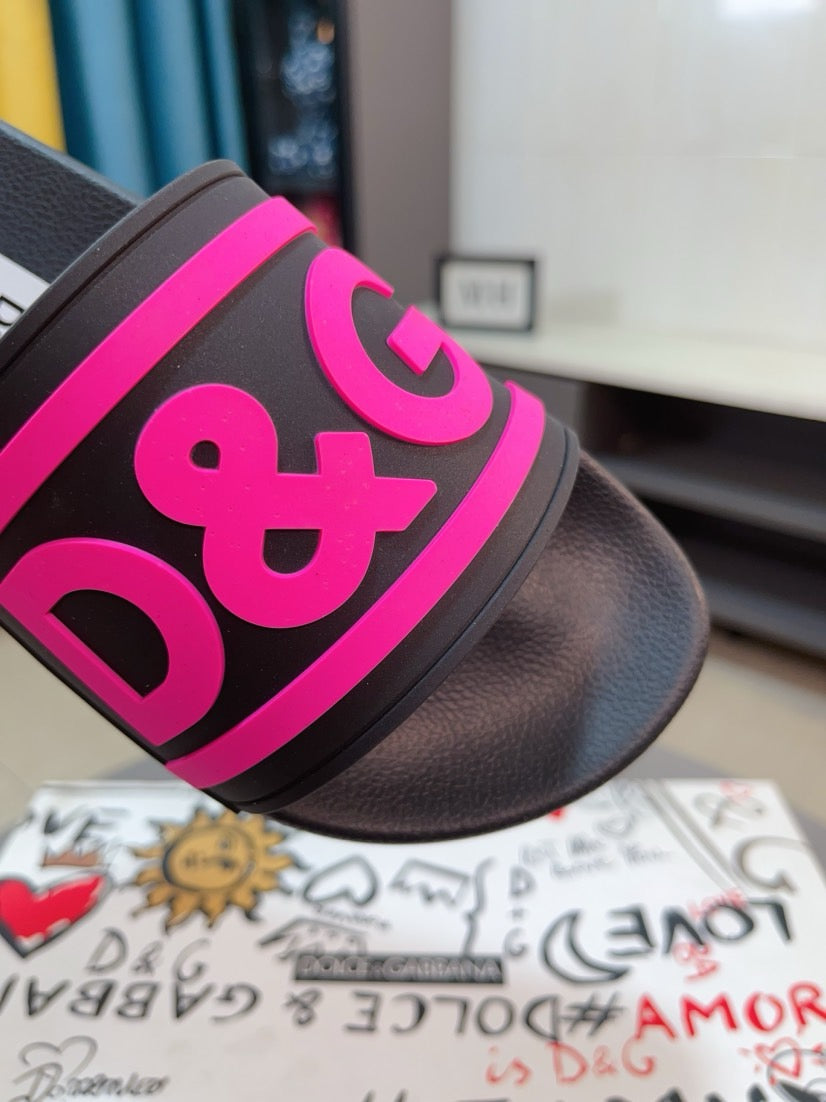 Dolce & Gabbana DG Men's Calfskin Puff Slides with Embossed Logo