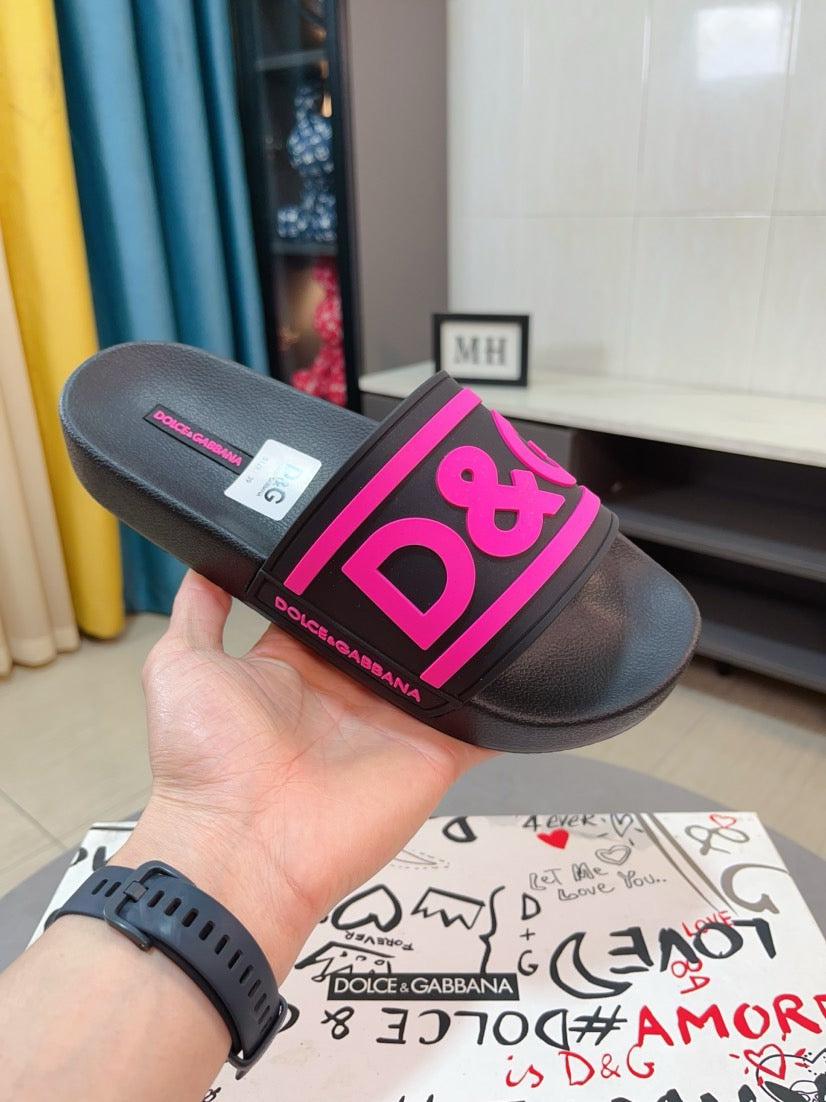 Dolce & Gabbana DG Men's Calfskin Puff Slides with Embossed Logo