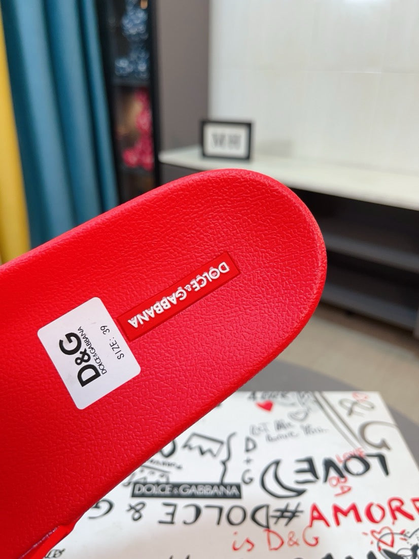 Dolce & Gabbana DG Men's Calfskin Puff Slides with Embossed Logo