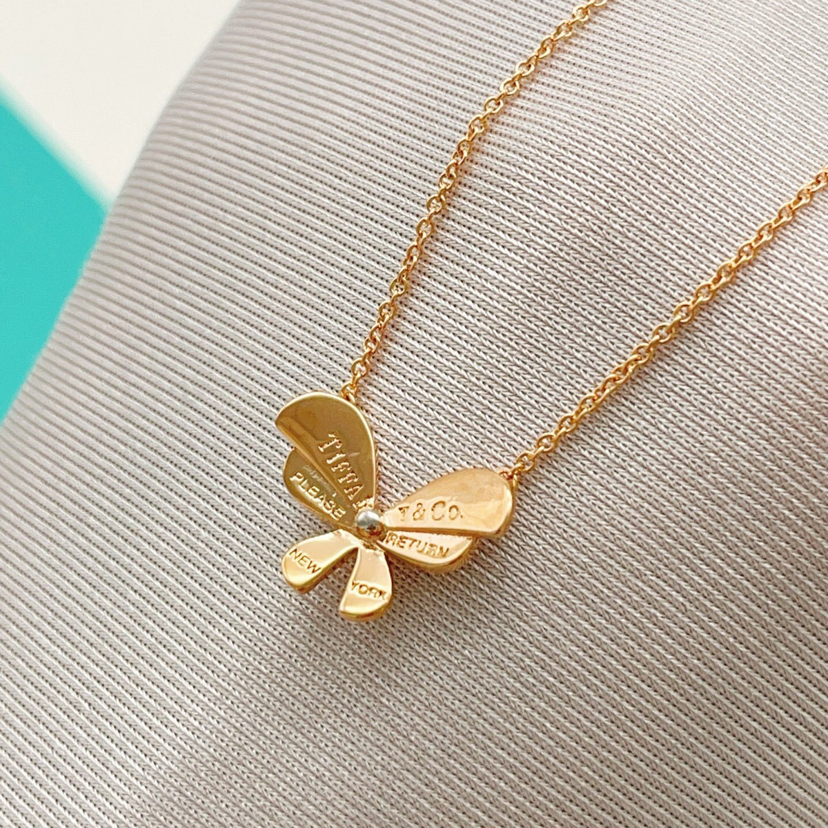 rose gold brass butterfly Necklace for women - product detail view