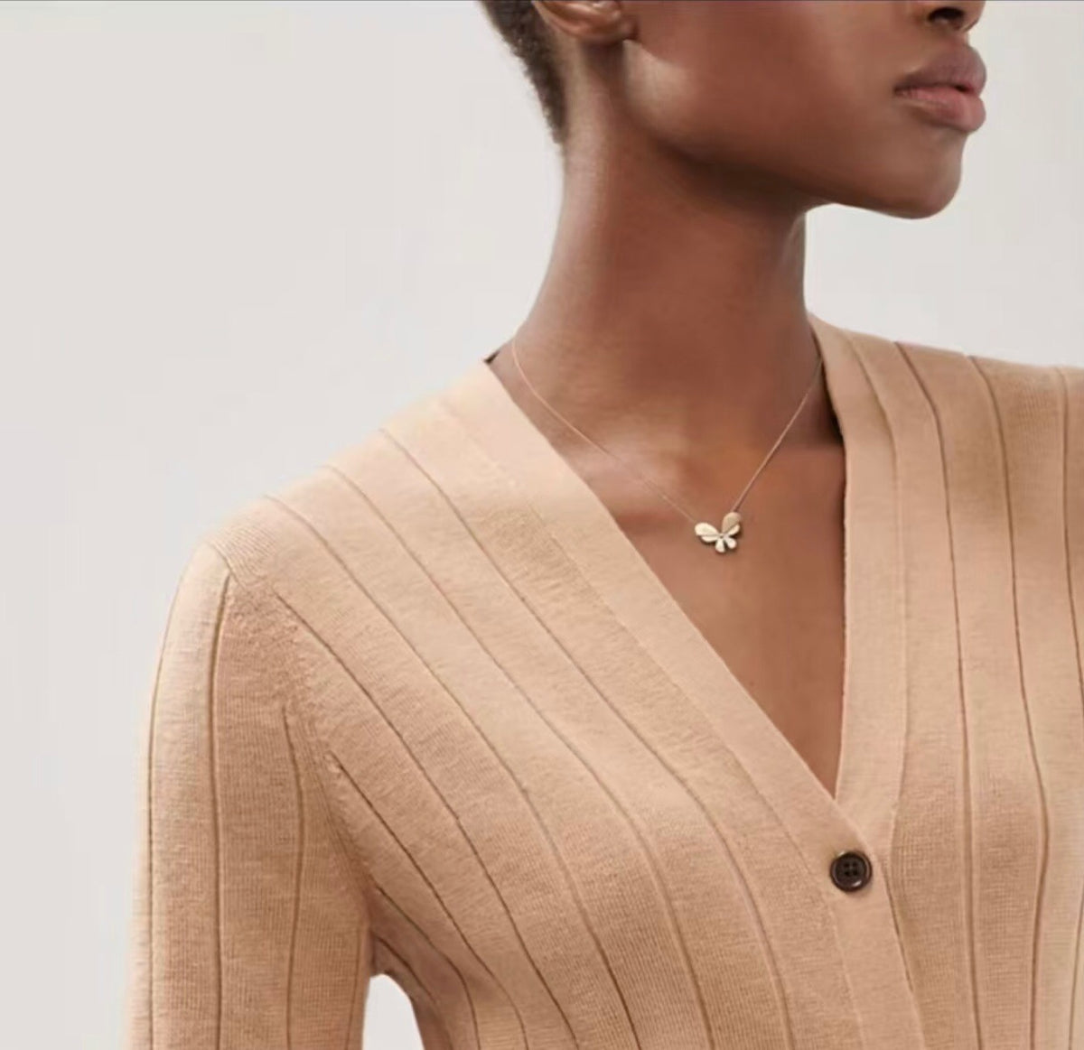 rose gold brass butterfly Necklace for women - alternate angle view 8
