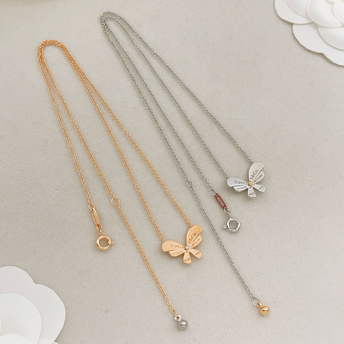 rose gold brass butterfly Necklace for women - alternate angle view 7