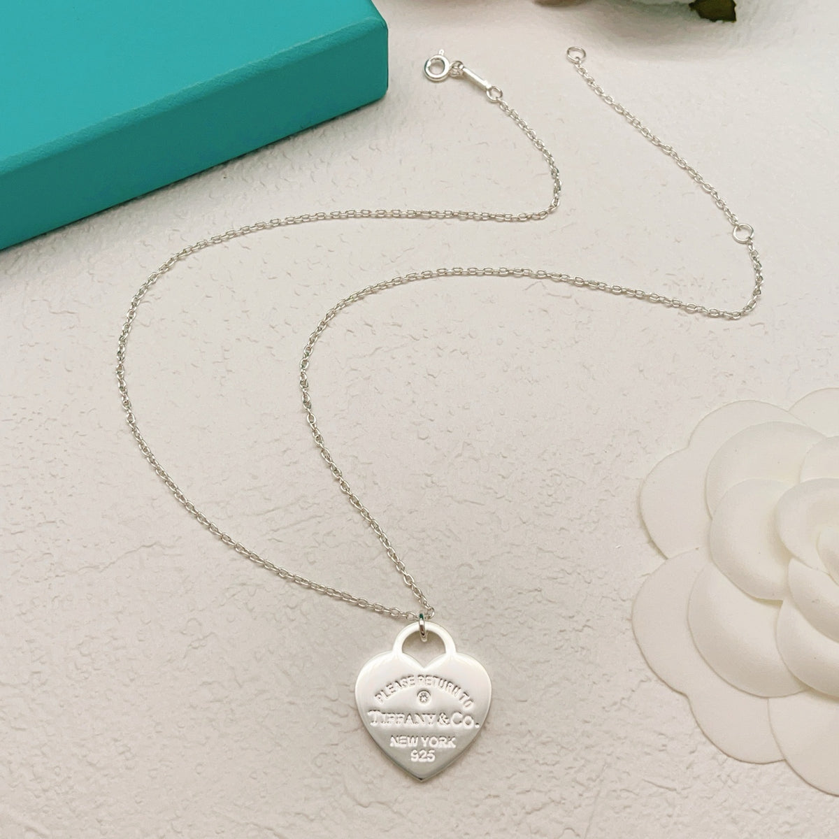 silver brass heart Necklace for women - alternate angle view 3