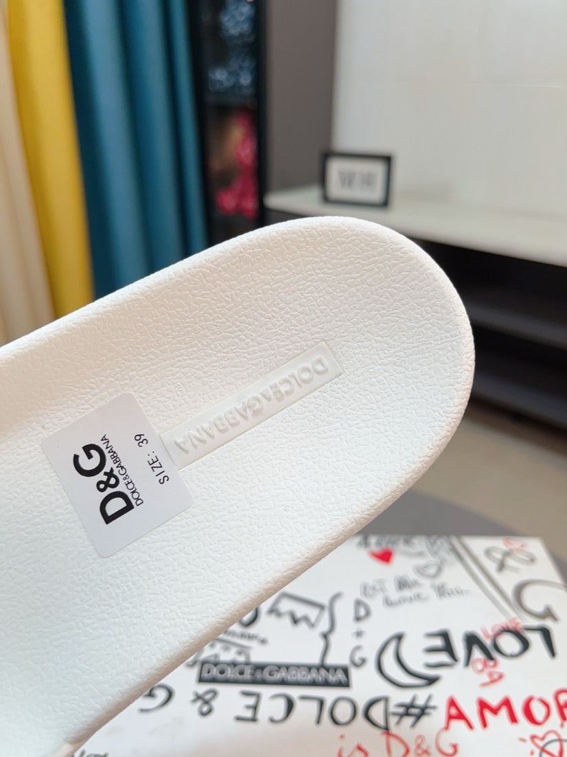 Dolce & Gabbana DG Men's Calfskin Puff Slides with Embossed Logo