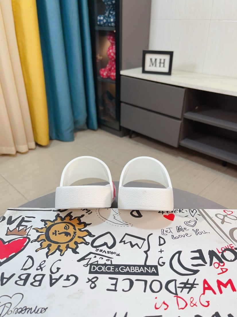 Dolce & Gabbana DG Men's Calfskin Puff Slides with Embossed Logo