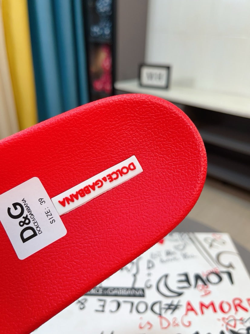 Dolce & Gabbana DG Men's Calfskin Puff Slides with Embossed Logo