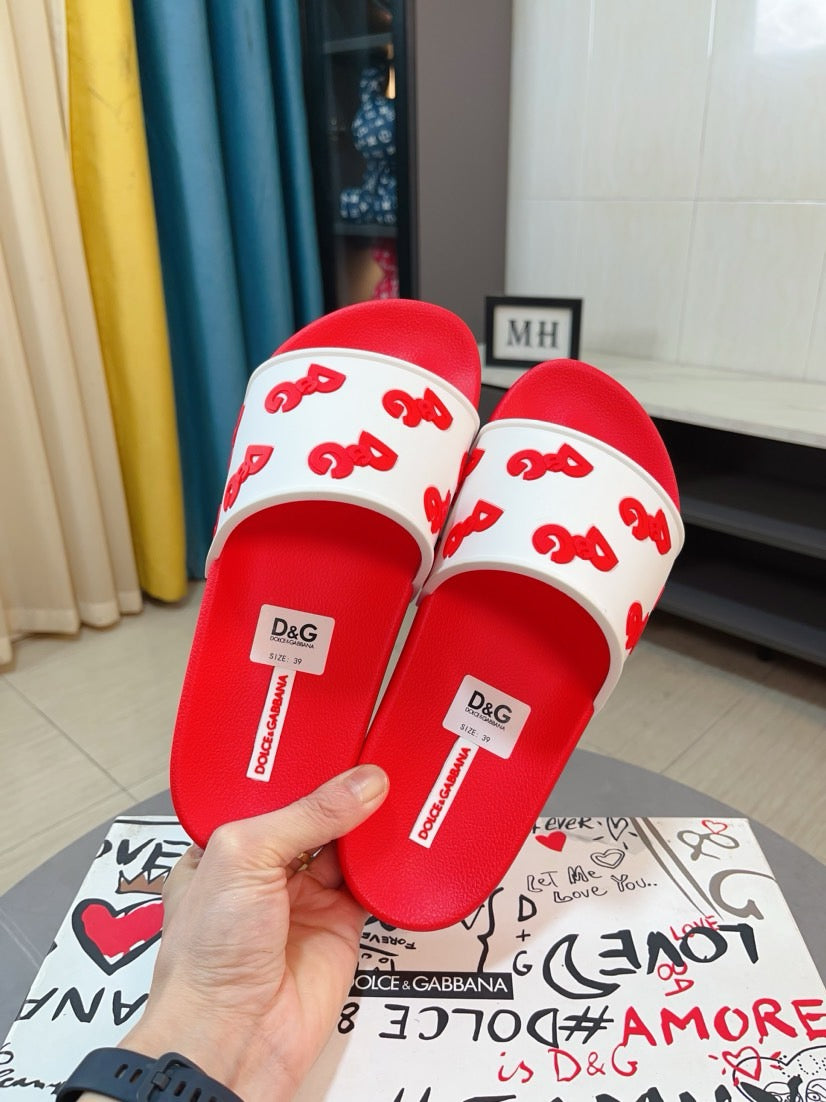 Dolce & Gabbana DG Men's Calfskin Puff Slides with Embossed Logo