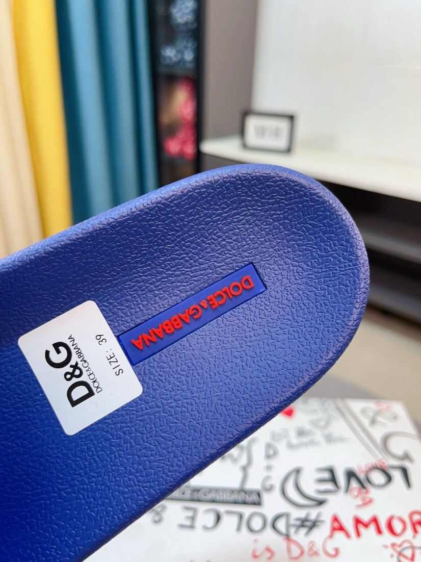 Dolce & Gabbana DG Men's Calfskin Puff Slides with Embossed Logo