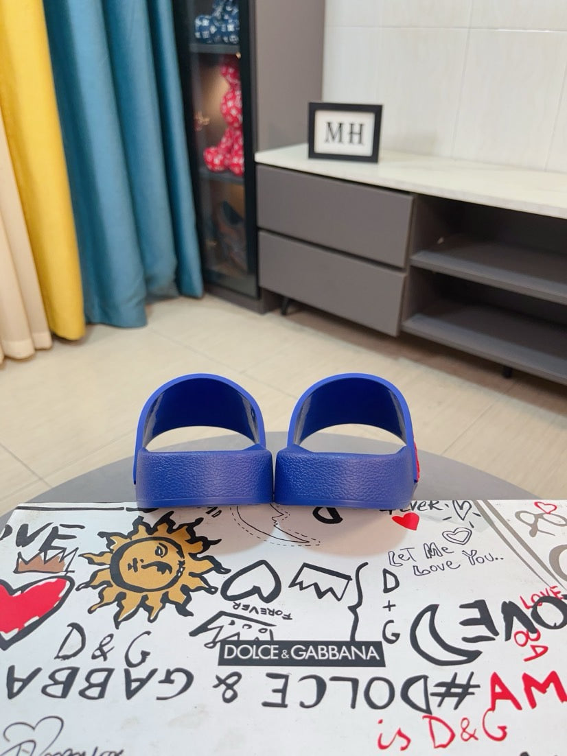 Dolce & Gabbana DG Men's Calfskin Puff Slides with Embossed Logo
