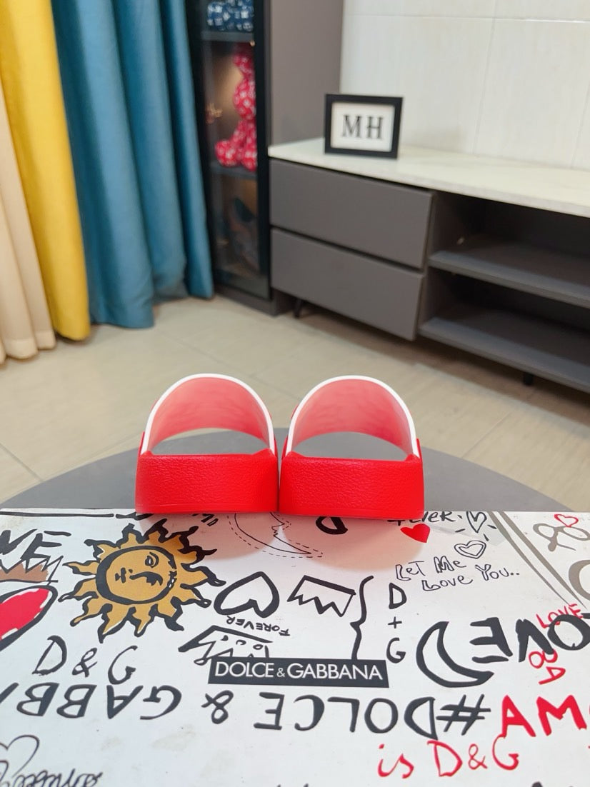 Dolce & Gabbana DG Men's Calfskin Puff Slides with Embossed Logo