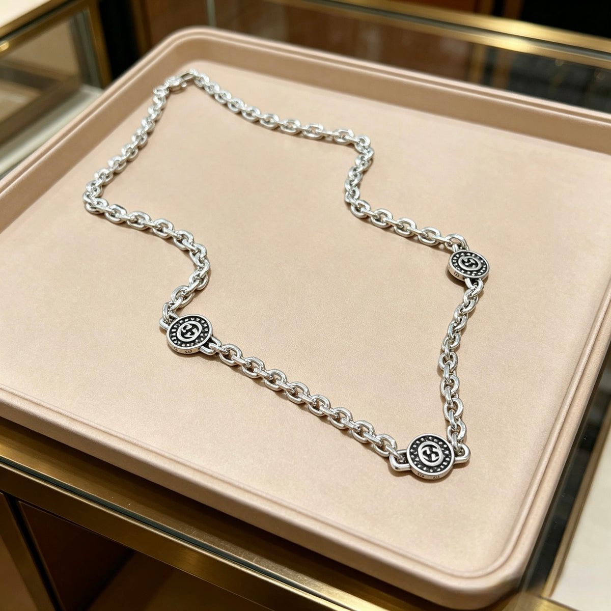 antique double g Necklace for women - alternate angle view 4