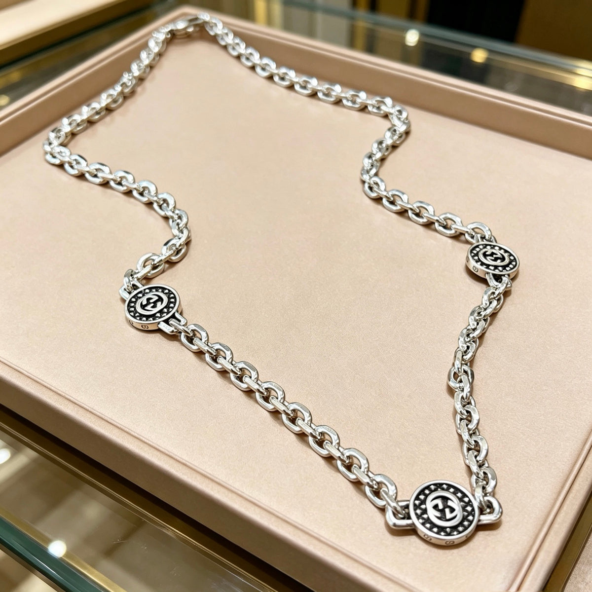 antique double g Necklace for women - alternate angle view 2