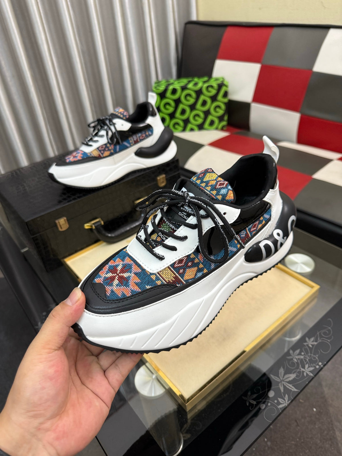 Dolce & Gabbana DG Silk Calfskin & Nubuck Casual Sneakers