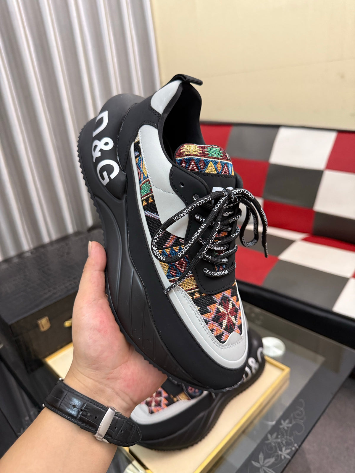 Dolce & Gabbana DG Silk Calfskin & Nubuck Casual Sneakers