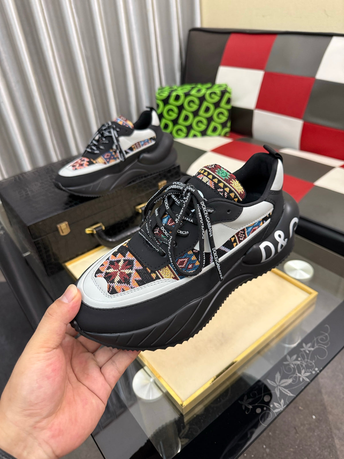 Dolce & Gabbana DG Silk Calfskin & Nubuck Casual Sneakers