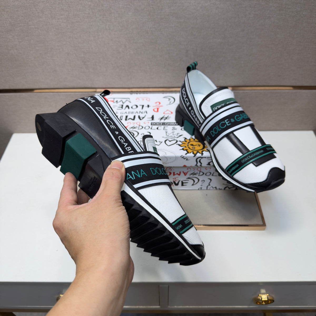 Dolce & Gabbana DG Couple's Multi-Material Casual Sneakers 5 Colors
