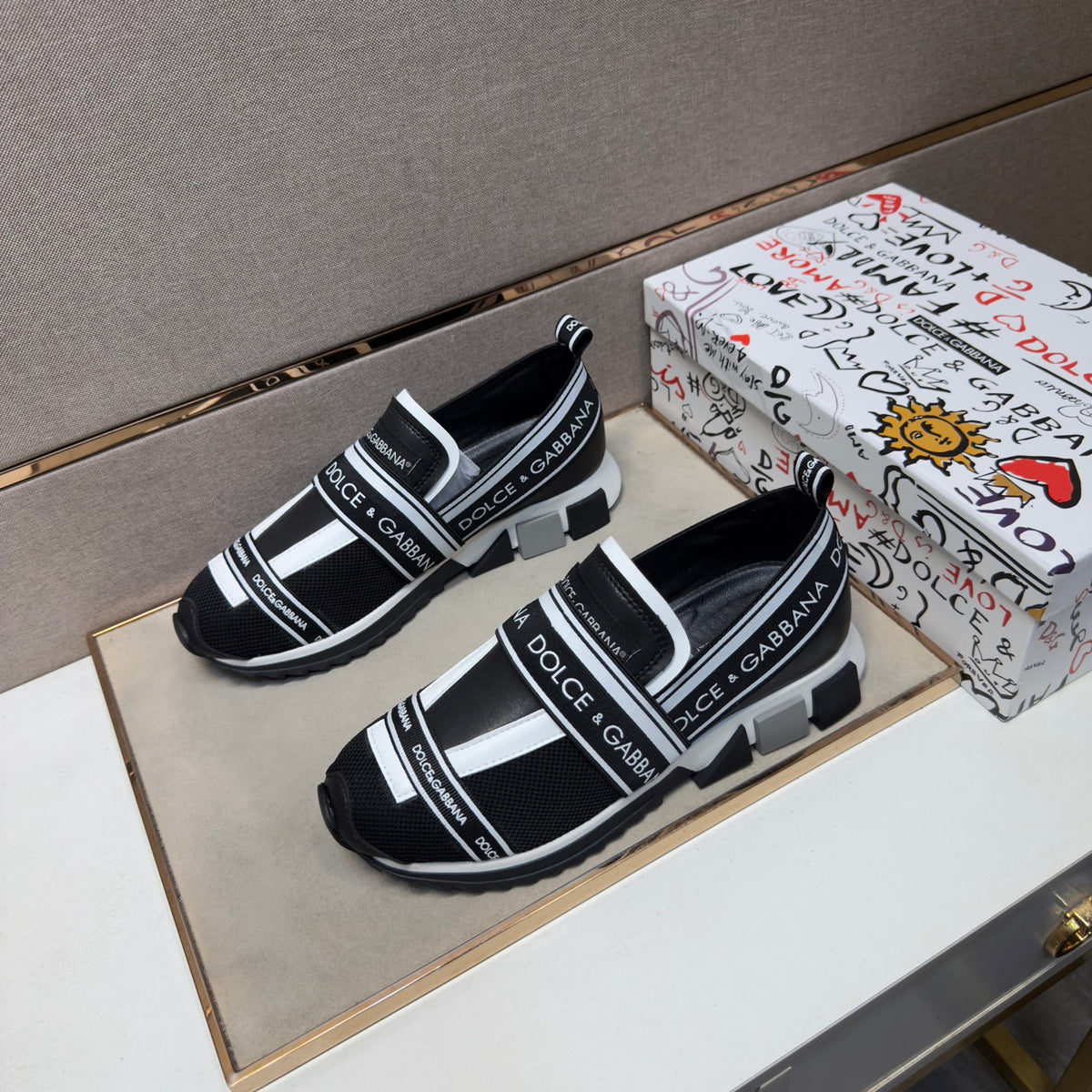 Dolce & Gabbana DG Couple's Multi-Material Casual Sneakers 5 Colors