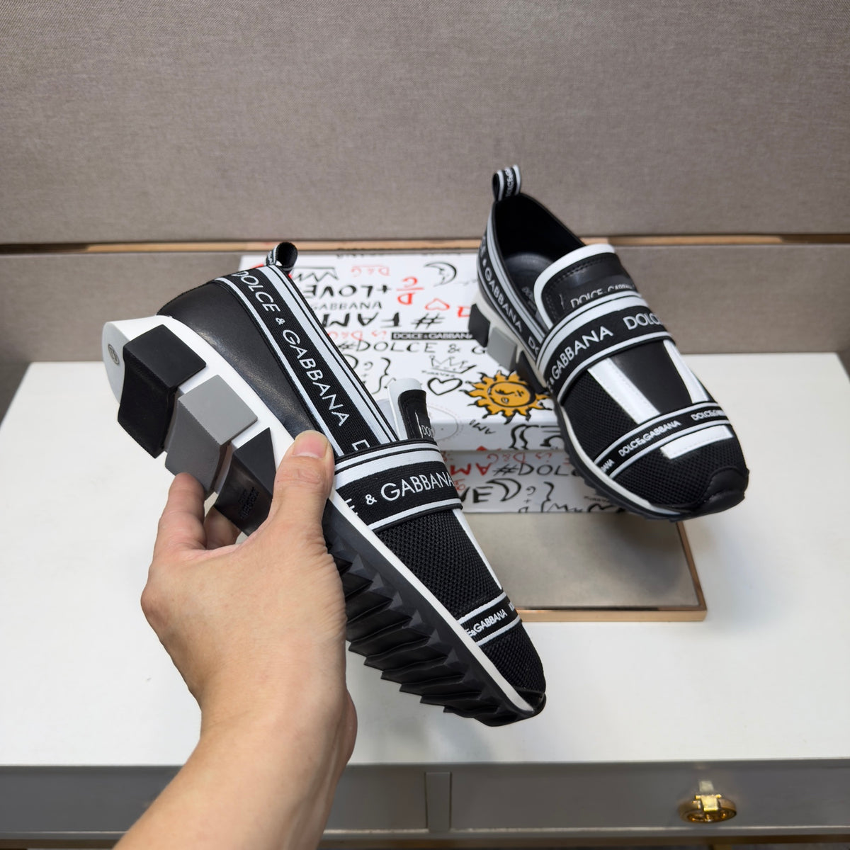 Dolce & Gabbana DG Couple's Multi-Material Casual Sneakers 5 Colors