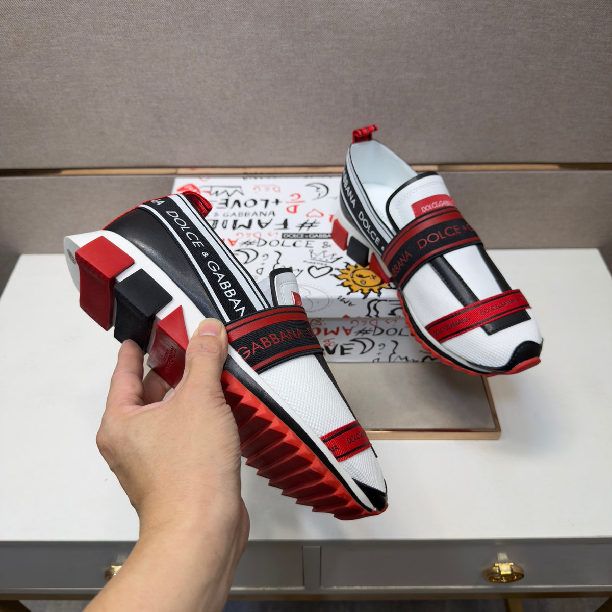 Dolce & Gabbana DG Couple's Multi-Material Casual Sneakers 5 Colors