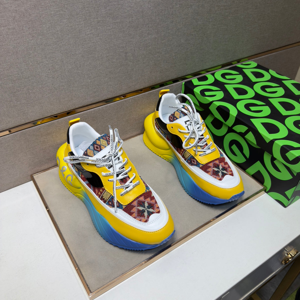 Dolce & Gabbana DG Couple's Multi-Material Casual Sneakers 3 Colors