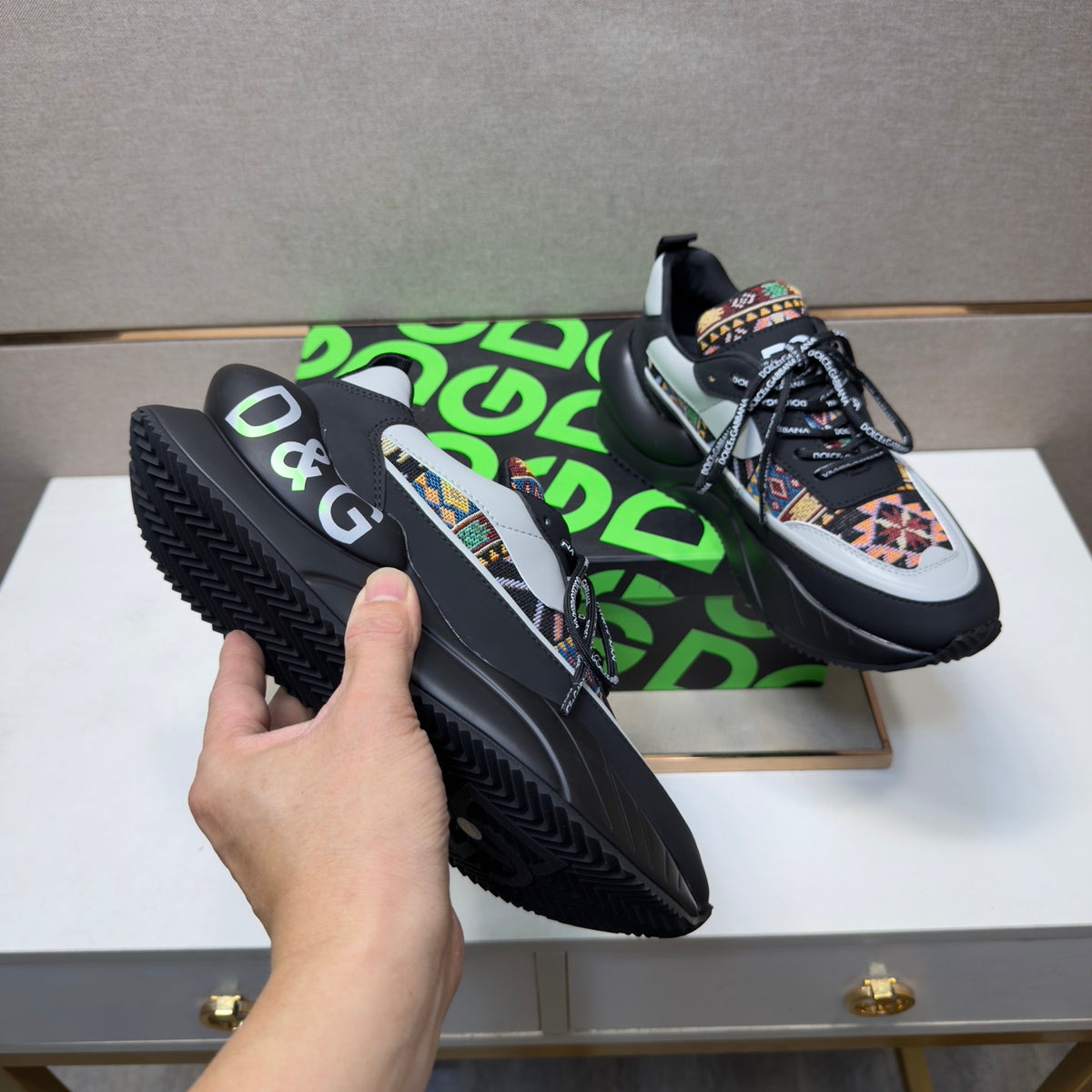 Dolce & Gabbana DG Couple's Multi-Material Casual Sneakers 3 Colors
