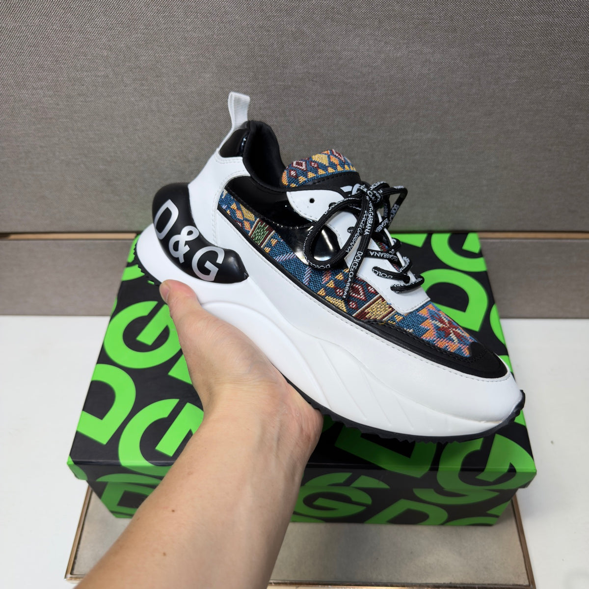 Dolce & Gabbana DG Couple's Multi-Material Casual Sneakers 3 Colors
