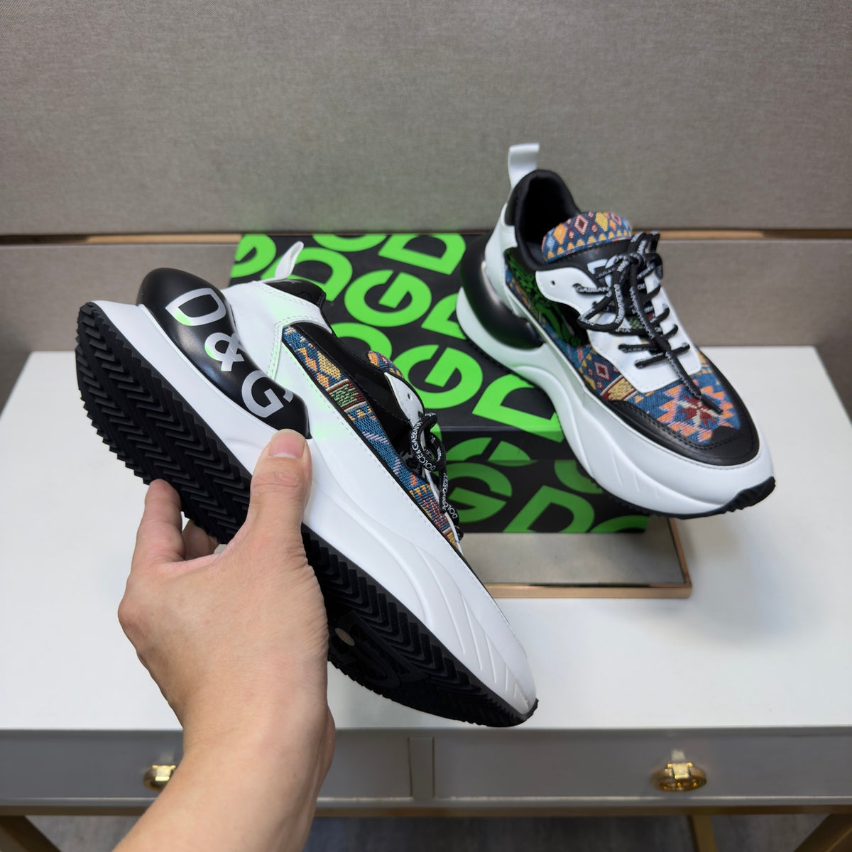 Dolce & Gabbana DG Couple's Multi-Material Casual Sneakers 3 Colors