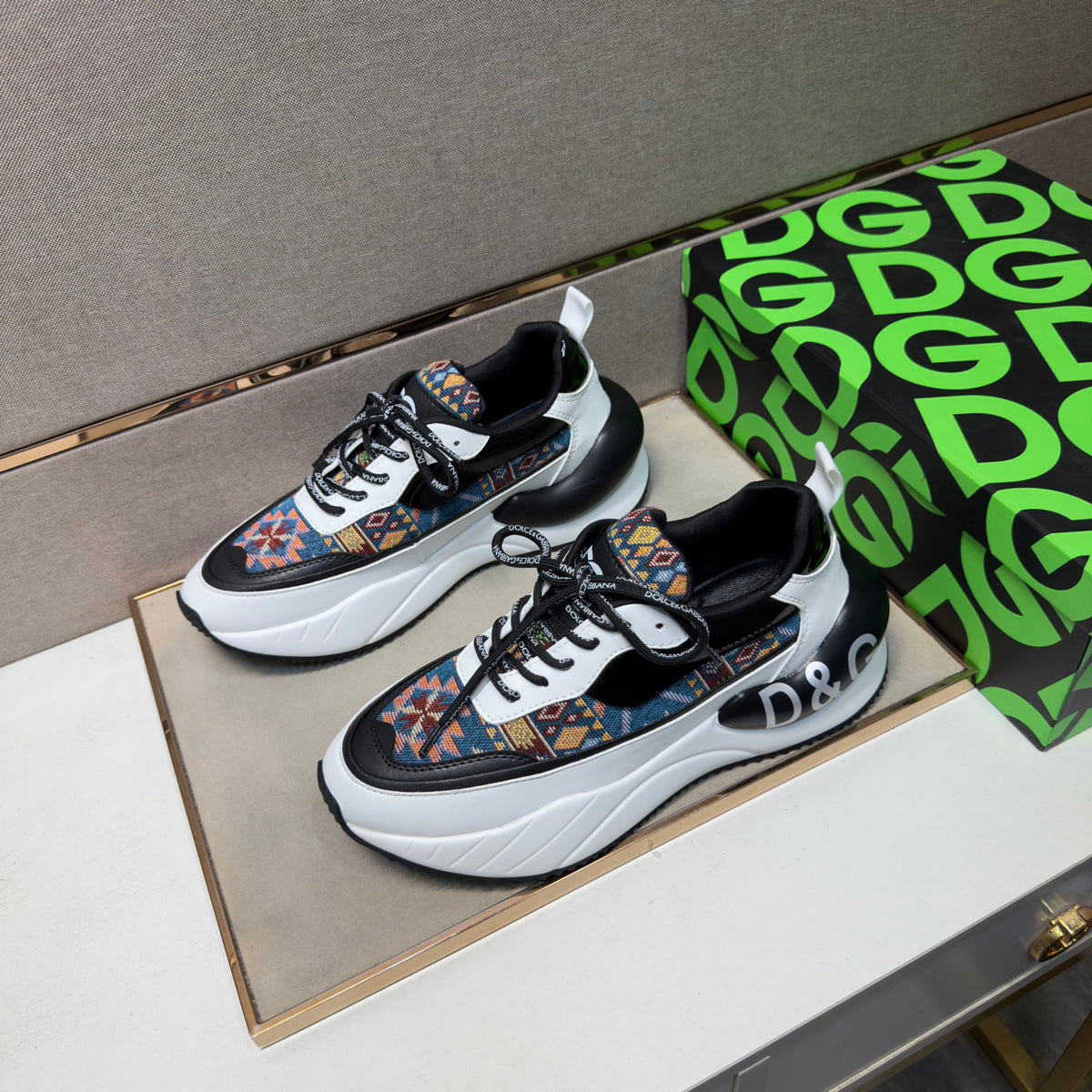 Dolce & Gabbana DG Couple's Multi-Material Casual Sneakers 3 Colors