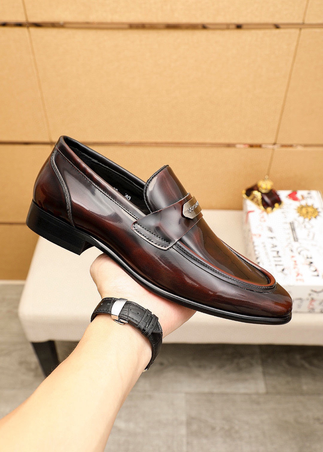 Dolce & Gabbana DG Men's Dress Shoes in Italian Patent Calfskin