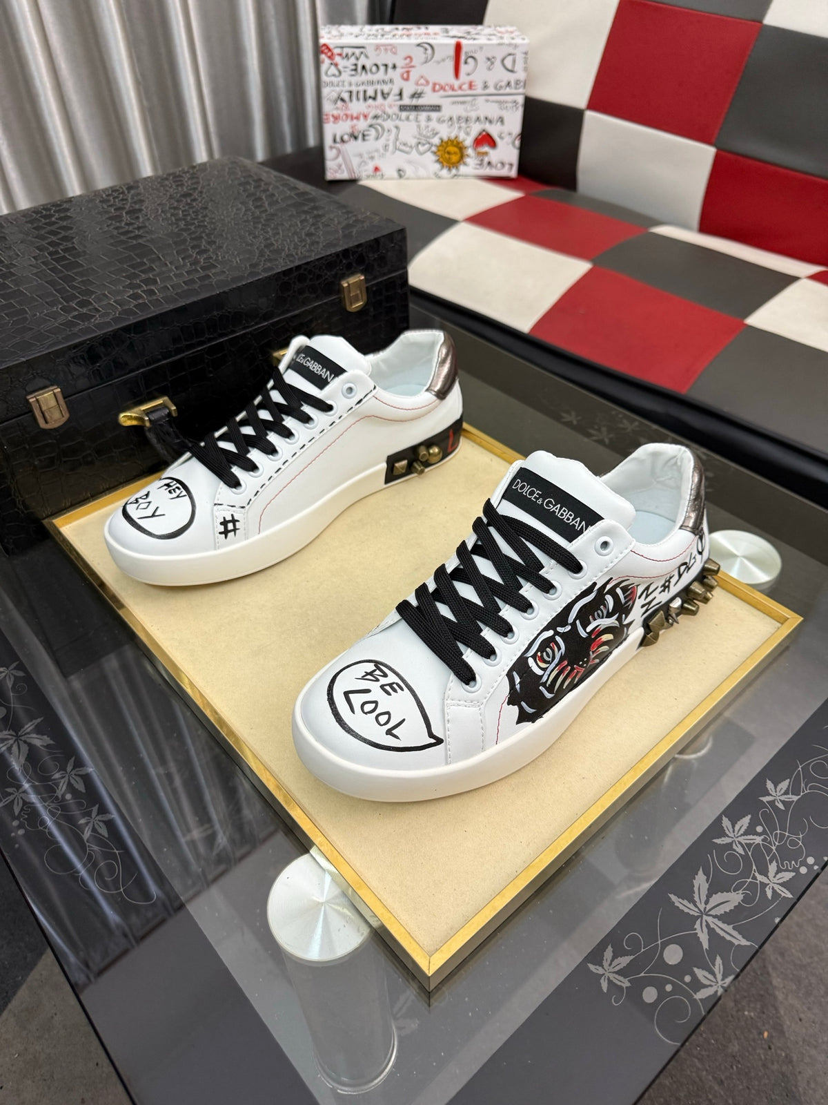 Dolce & Gabbana DG Silk Calfskin & Nubuck Casual Sneakers