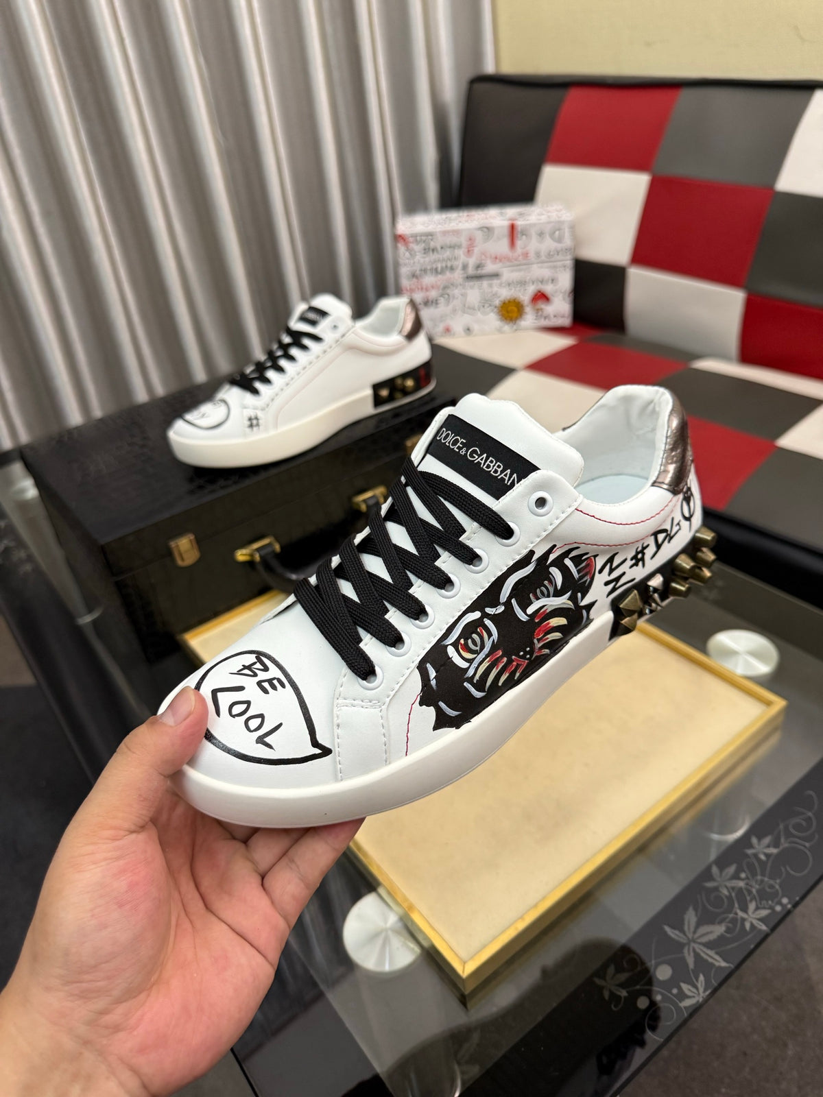 Dolce & Gabbana DG Silk Calfskin & Nubuck Casual Sneakers