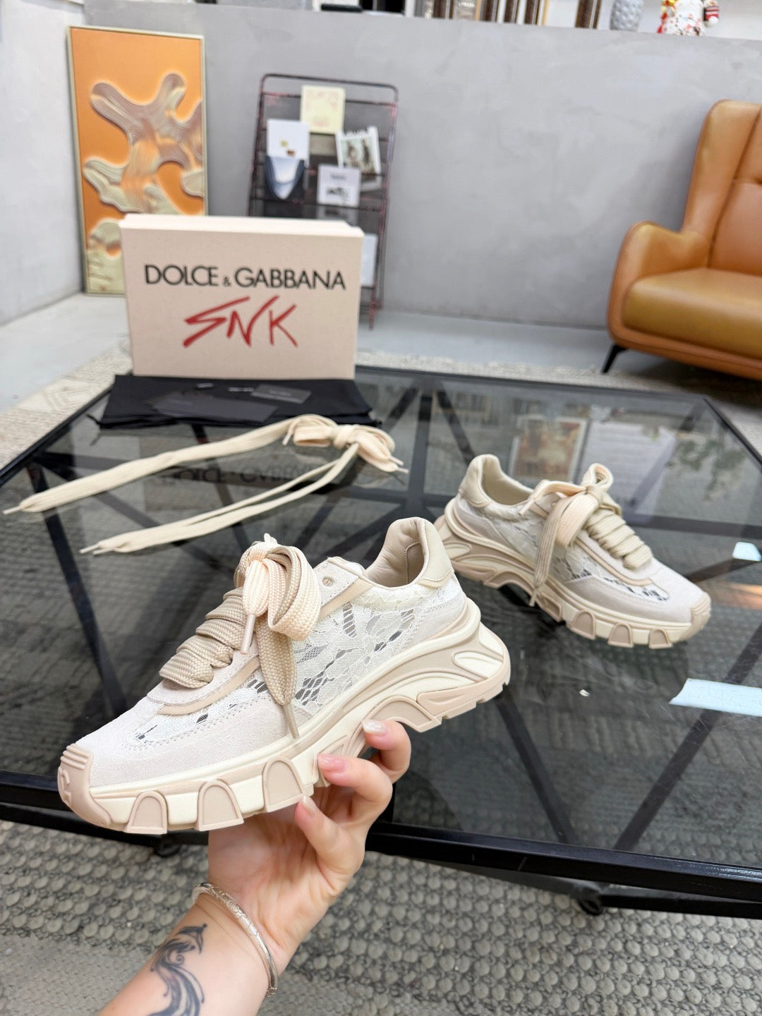 Dolce & Gabbana DG Couple's Oxford & Lace Sneakers