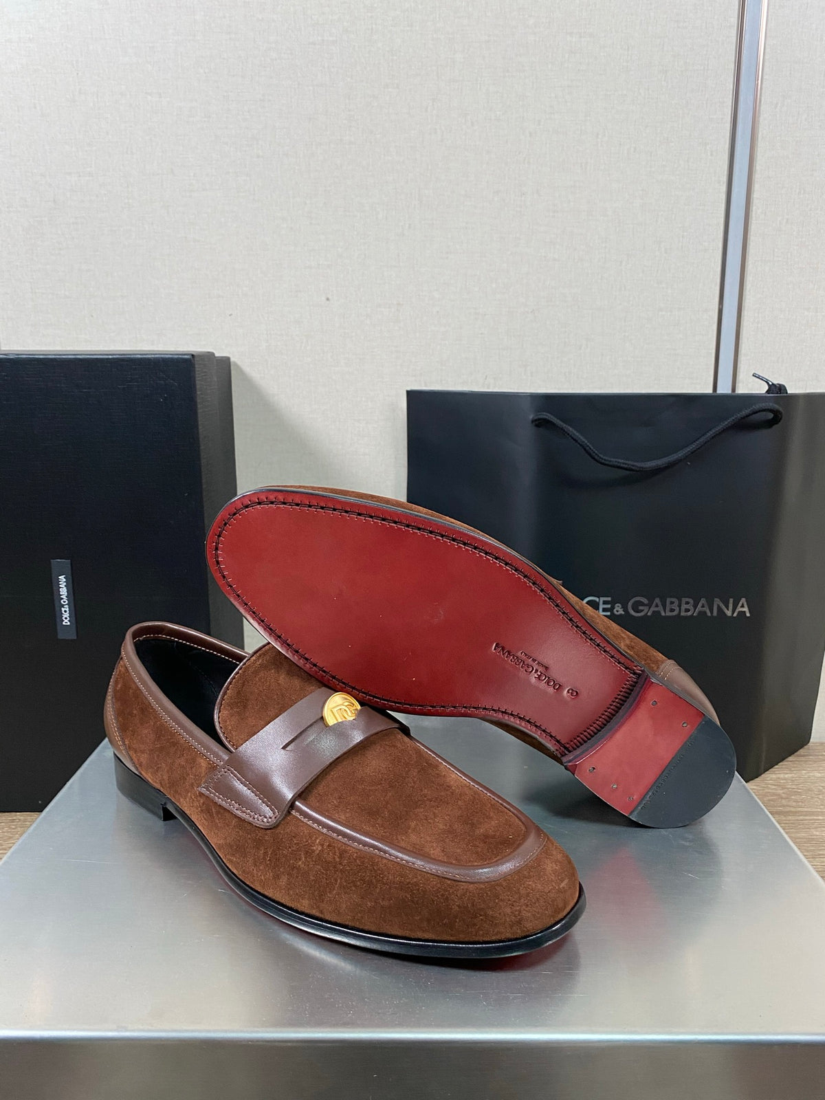 Dolce & Gabbana DG Men's Moccasin Loafers with Metal Horsebit