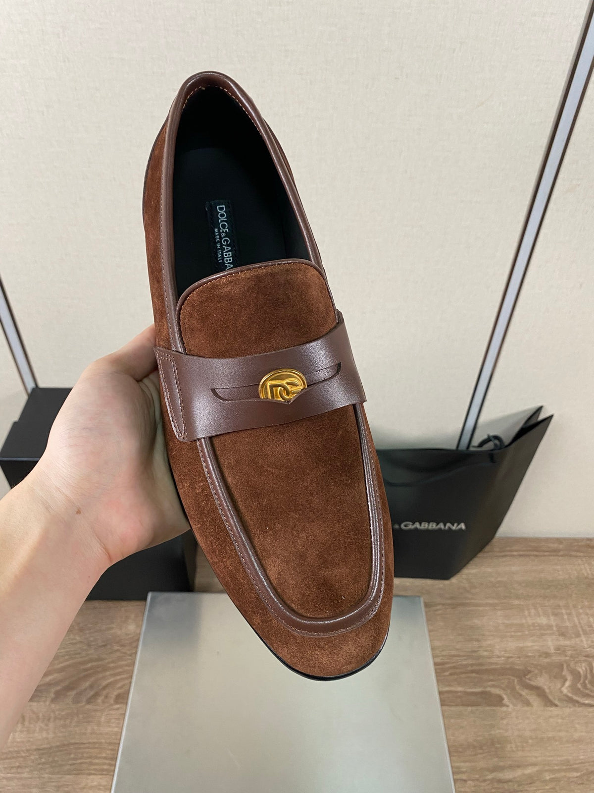 Dolce & Gabbana DG Men's Moccasin Loafers with Metal Horsebit