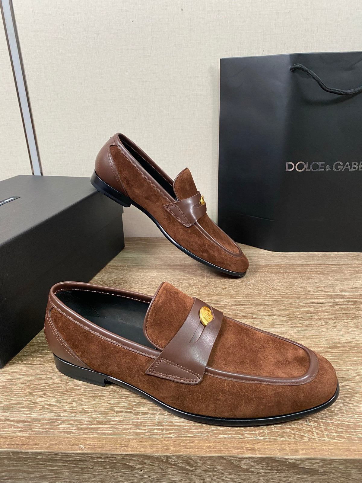 Dolce & Gabbana DG Men's Moccasin Loafers with Metal Horsebit