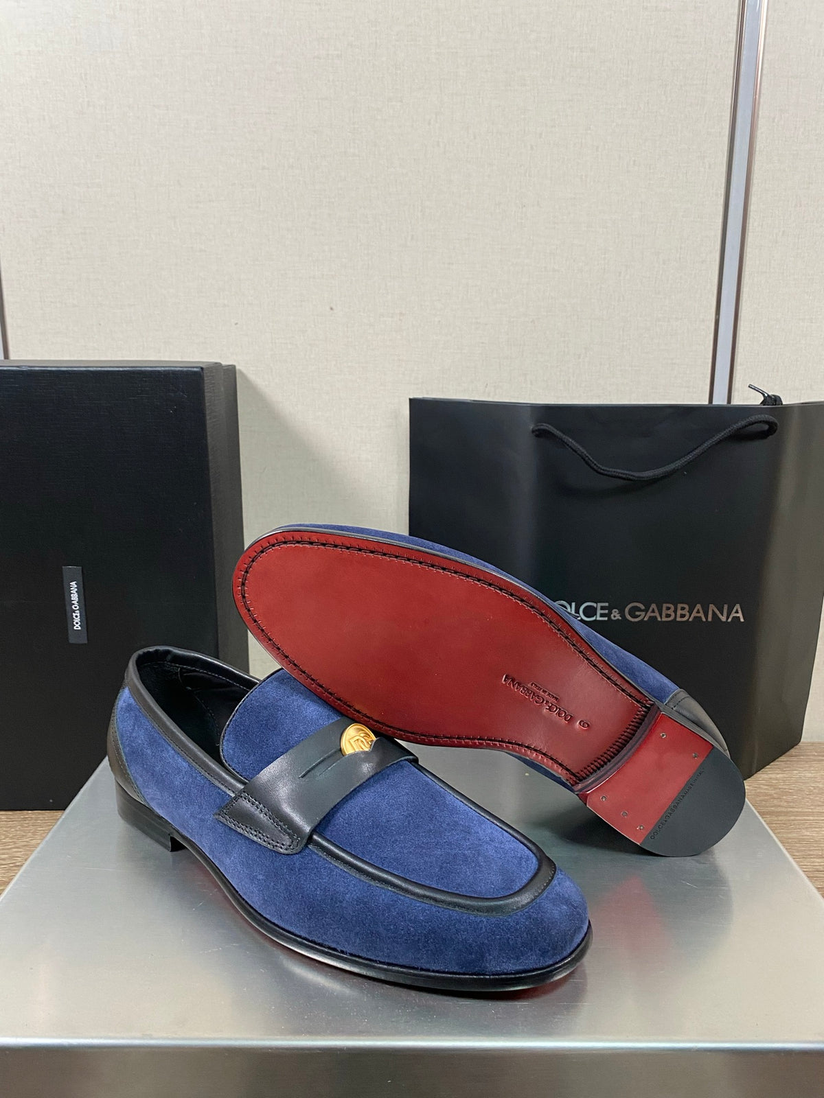 Dolce & Gabbana DG Men's Moccasin Loafers with Metal Horsebit