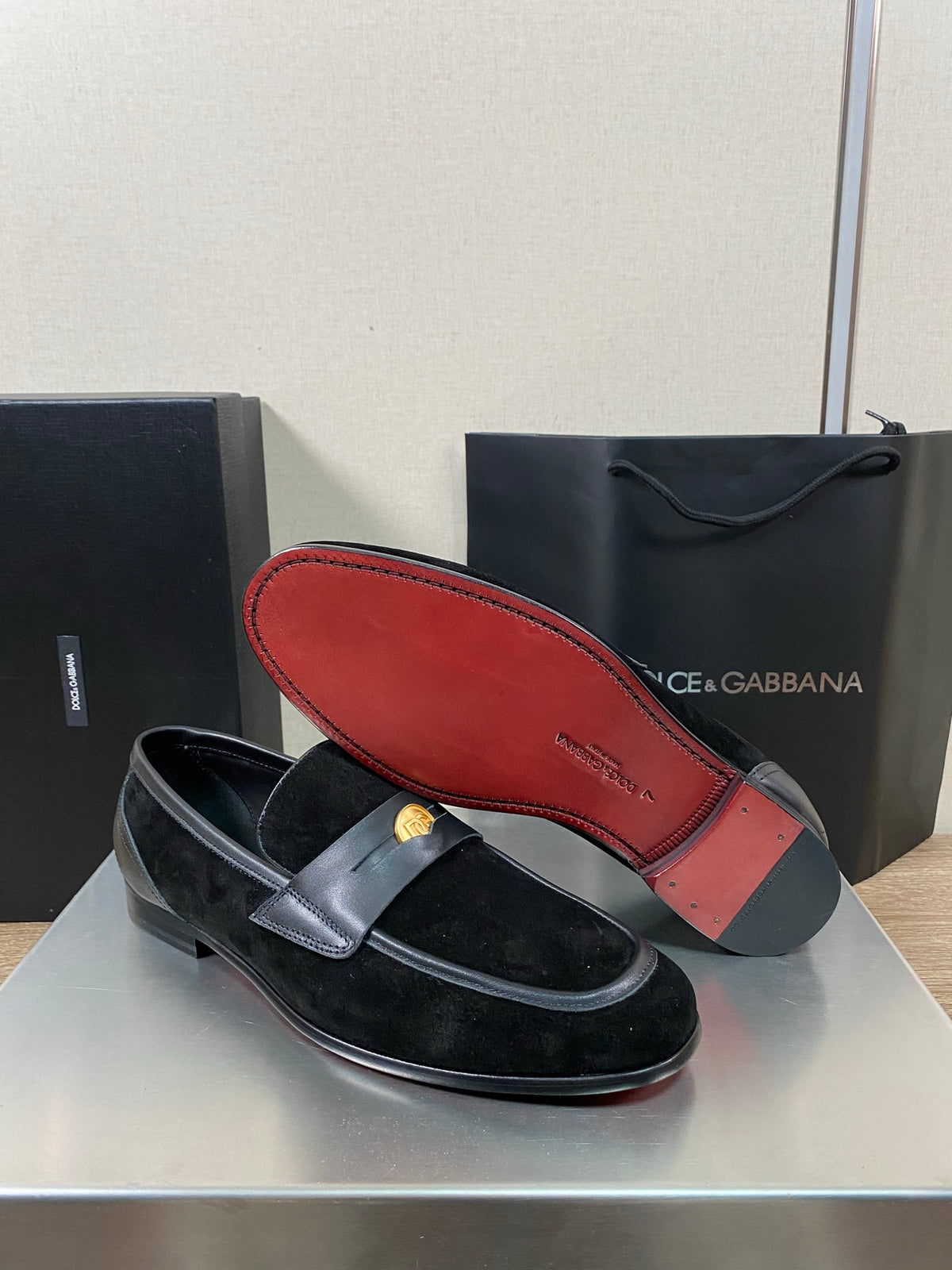Dolce & Gabbana DG Men's Moccasin Loafers with Metal Horsebit