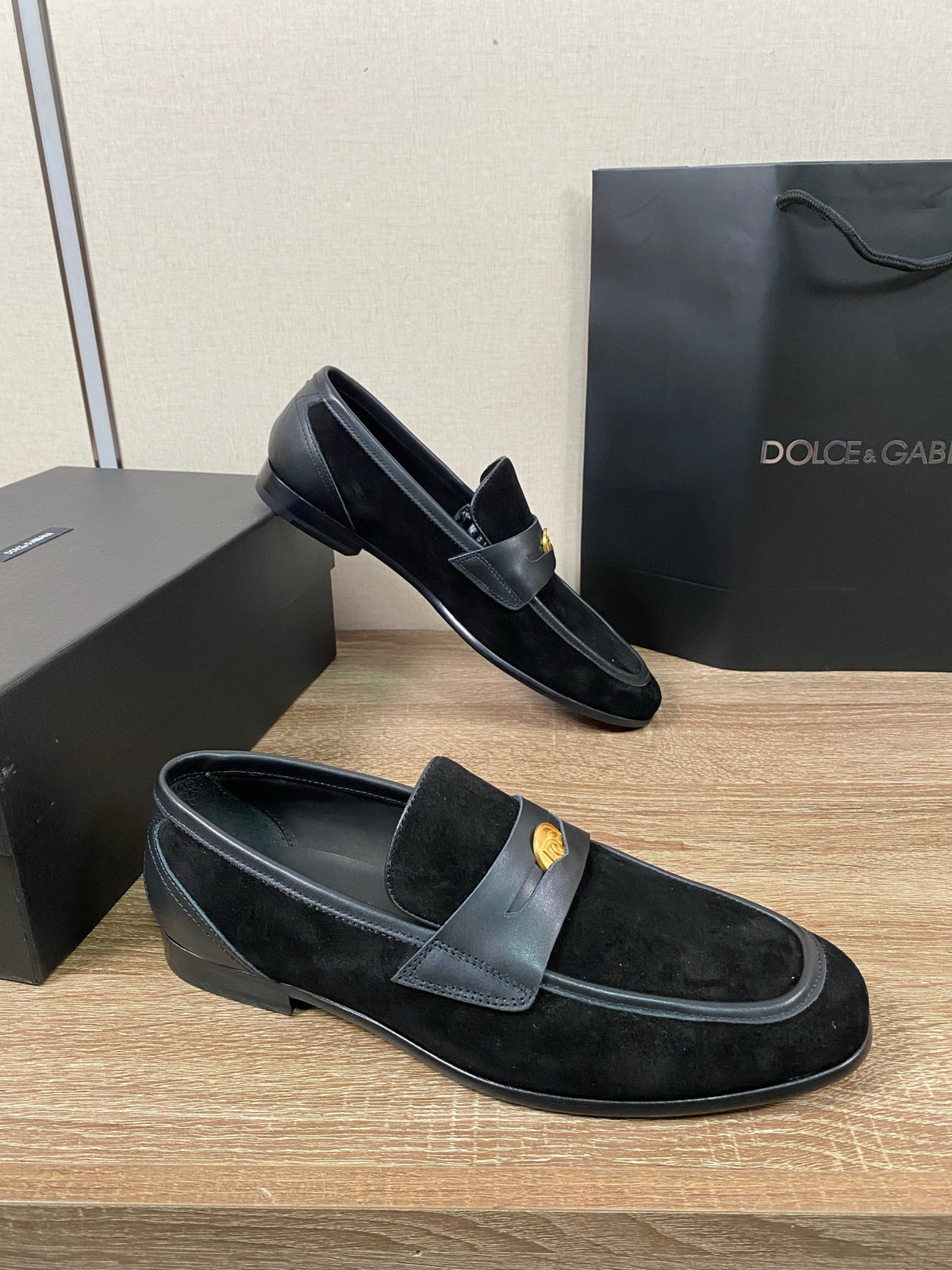 Dolce & Gabbana DG Men's Moccasin Loafers with Metal Horsebit