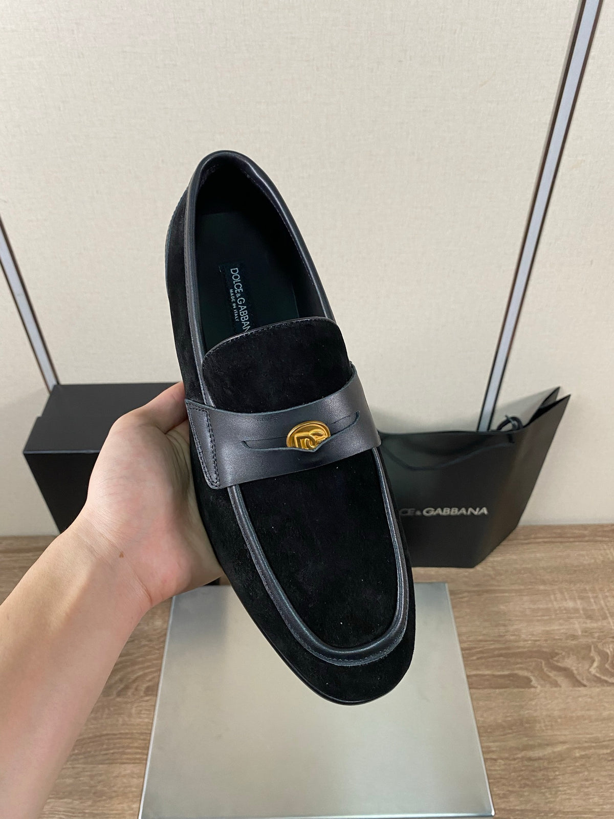 Dolce & Gabbana DG Men's Moccasin Loafers with Metal Horsebit