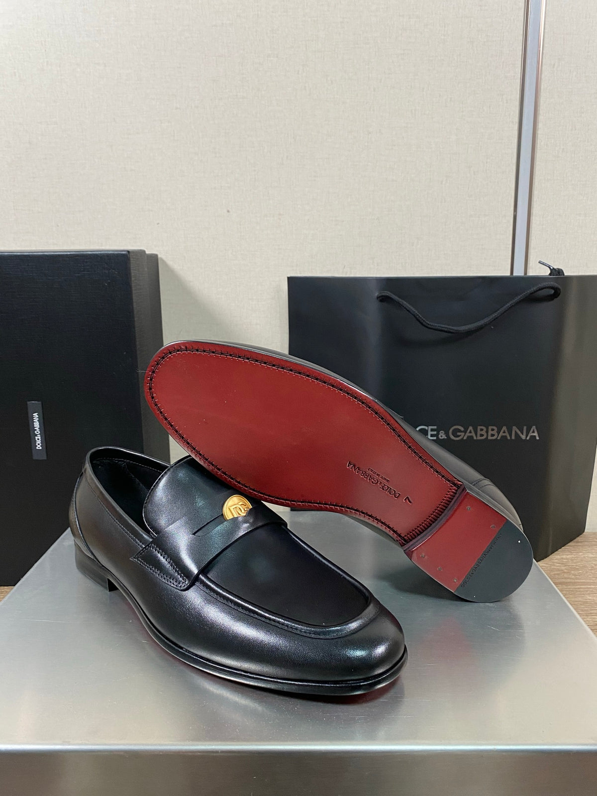 Dolce & Gabbana DG Men's Moccasin Loafers with Metal Horsebit