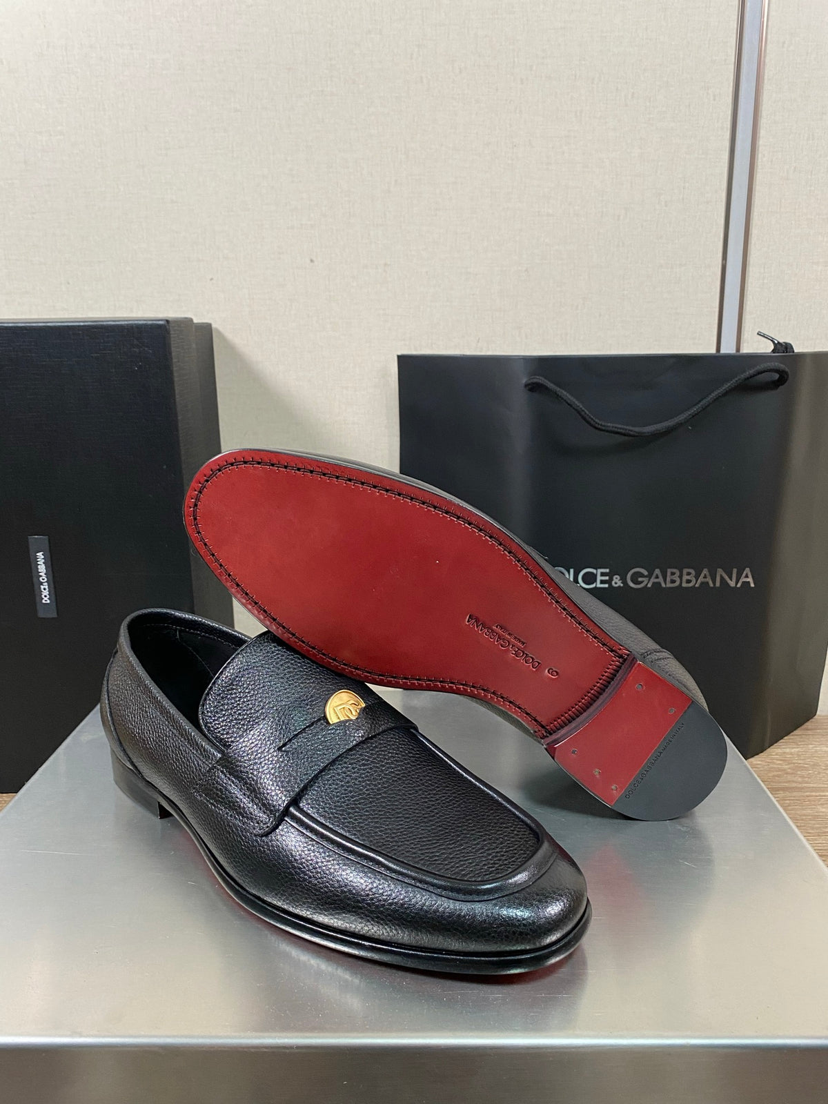 Dolce & Gabbana DG Men's Moccasin Loafers with Metal Horsebit