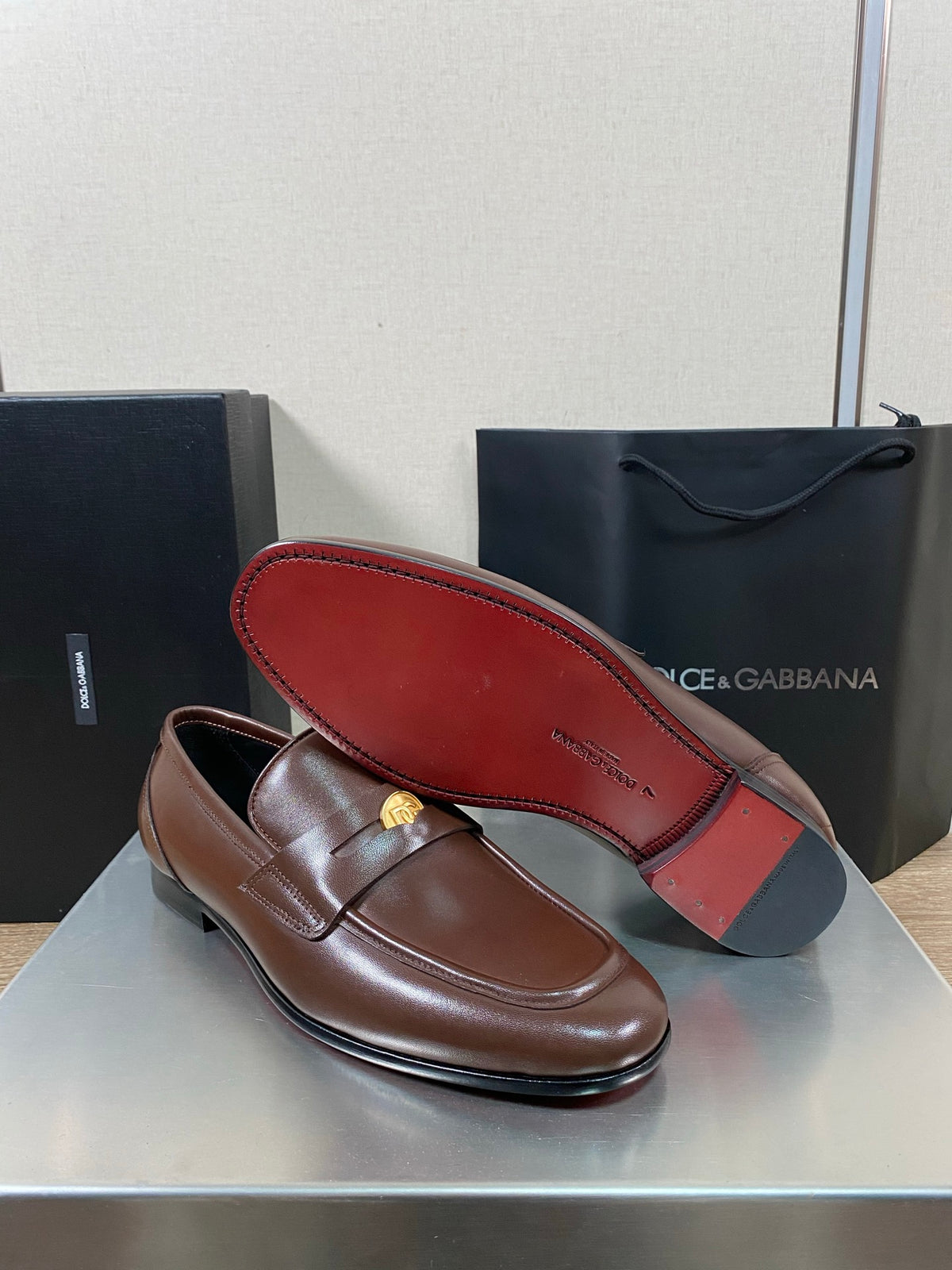 Dolce & Gabbana DG Men's Moccasin Loafers with Metal Horsebit