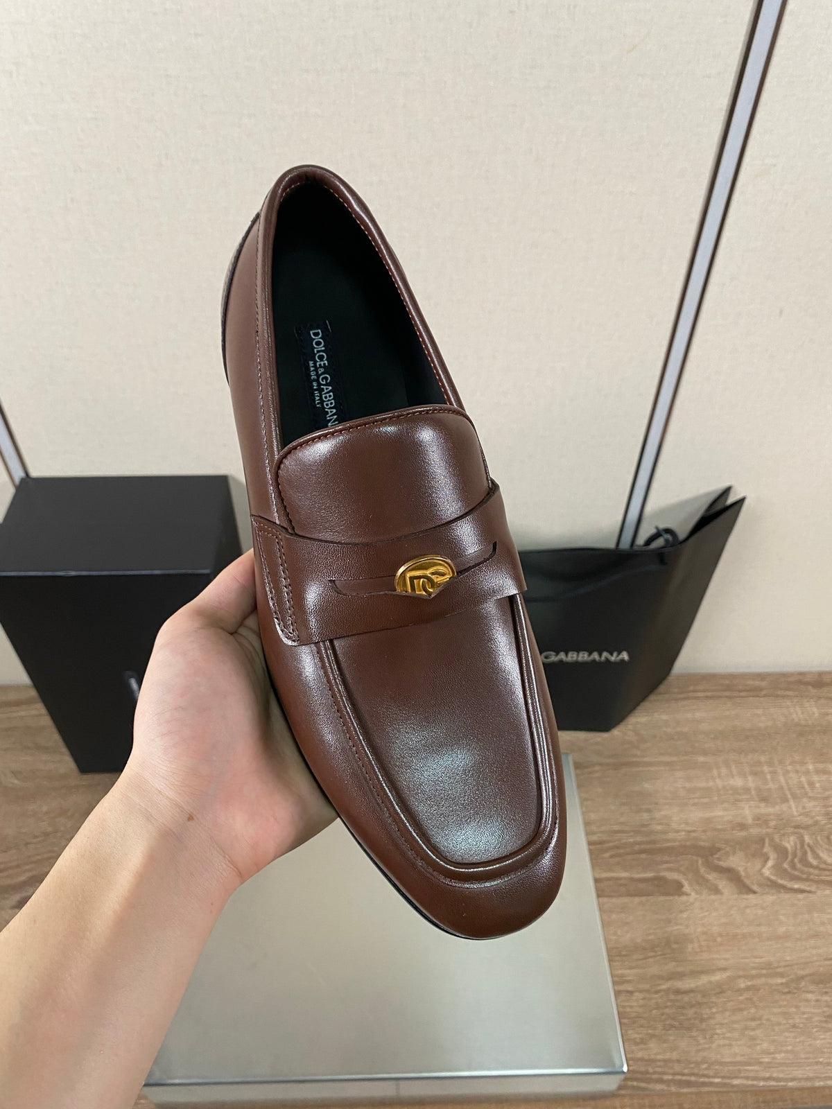 Dolce & Gabbana DG Men's Moccasin Loafers with Metal Horsebit